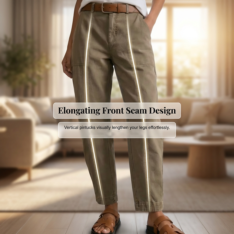 ⚡Hoge taille, taps toelopende utility-broek voor dames