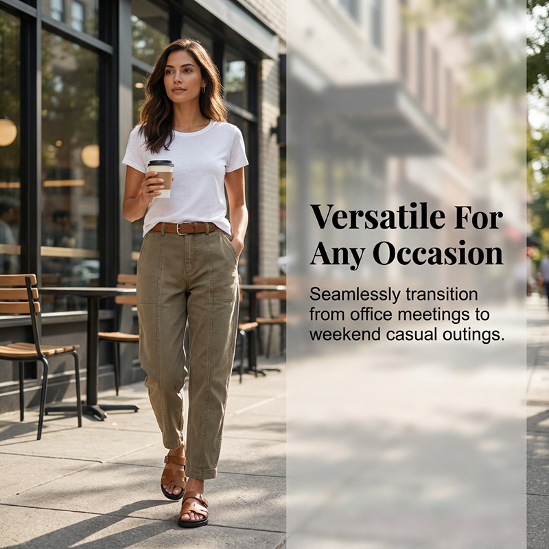 ⚡Hoge taille, taps toelopende utility-broek voor dames