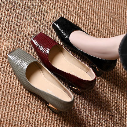 👠Dames slangenprint blokhakpumps – vierkante neus, metalen accent & all-day comfort ✨
