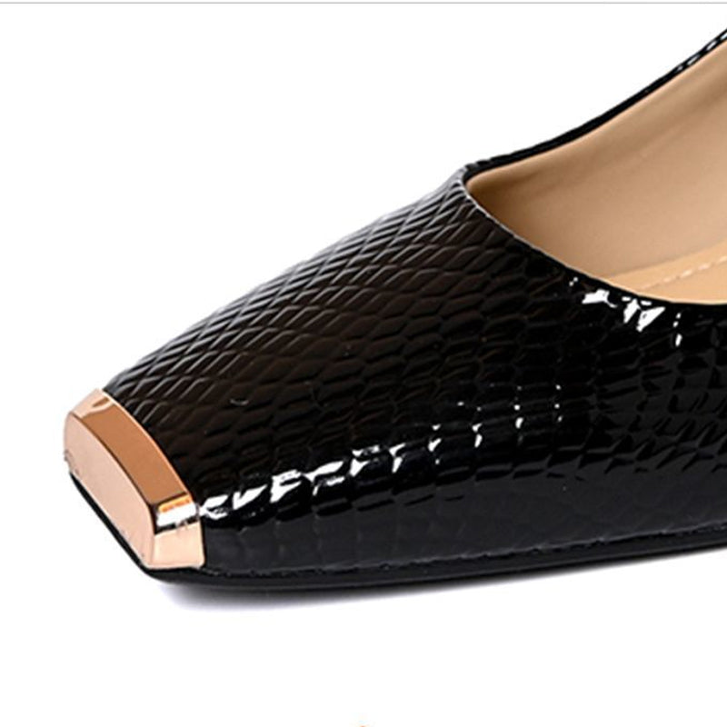 👠Dames slangenprint blokhakpumps – vierkante neus, metalen accent & all-day comfort ✨