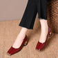 👠Dames slangenprint blokhakpumps – vierkante neus, metalen accent & all-day comfort ✨