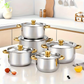 🍳 50% KORTING NU! 🔥 5-Delig Roestvrijstalen Kookgerei Set met Glazen Deksels – Duurzaam, Gelijkmatige Warmteverdeling & Elegant Ontwerp ✨