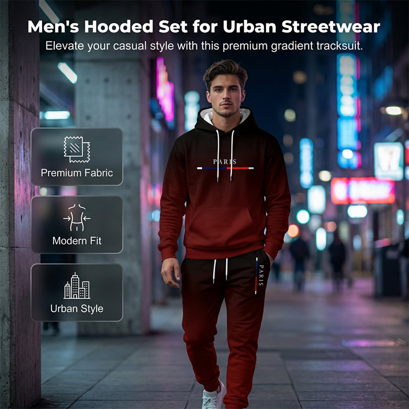 Sportset met kleurovergang🔥Compleet met hoodie & broek — Voorzien van een kangoeroezak en tailleband met trekkoord. Perfect voor zowel de sportschool als op straat!💪