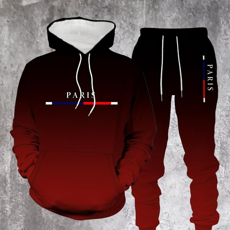 Sportset met kleurovergang🔥Compleet met hoodie & broek — Voorzien van een kangoeroezak en tailleband met trekkoord. Perfect voor zowel de sportschool als op straat!💪