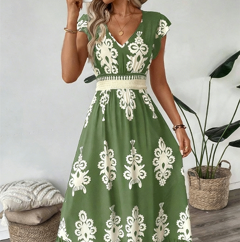 🌸🌟Een jurk die je laat stralen – met V-hals, barokke patronen en een luchtig, comfortabel draagcomfort, nu tijdelijk met 50% korti