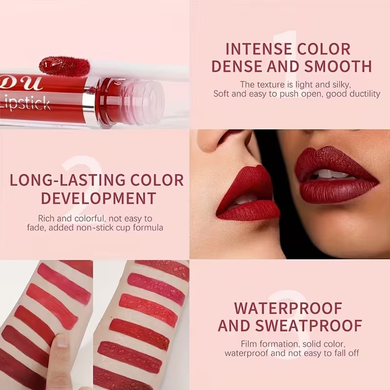 💝10 stuks matte, waterdichte en langhoudende lipgloss