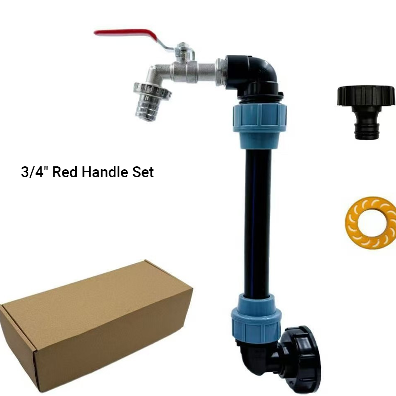 Adapter-set voor IBC-tanks – verhoging, tapkraan van zinklegering (3/4“), PE-slang & haakse stukken – ideaal voor tuin & huishouden 💧🏡