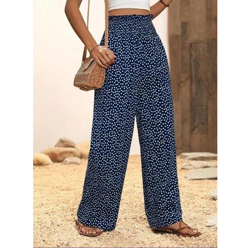 ⏳Tijdelijke 50% korting⏰Damesbroek met smockband, hoge taille en wijde pijpen👖