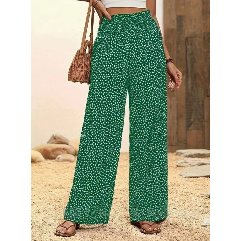 ⏳Tijdelijke 50% korting⏰Damesbroek met smockband, hoge taille en wijde pijpen👖