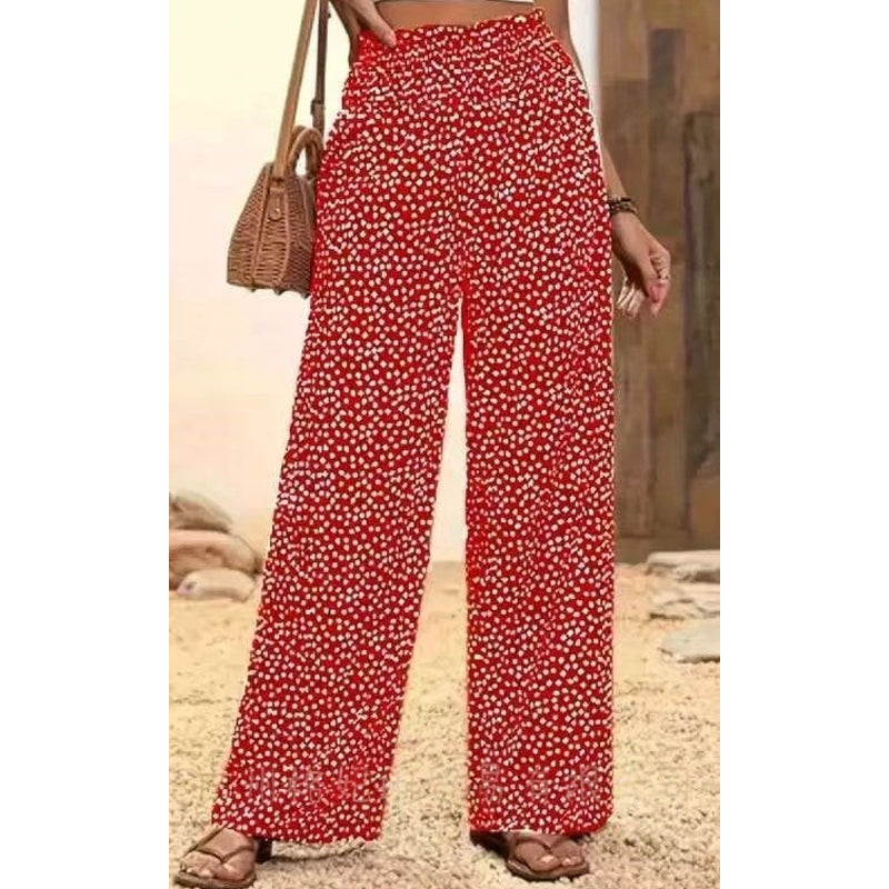 ⏳Tijdelijke 50% korting⏰Damesbroek met smockband, hoge taille en wijde pijpen👖