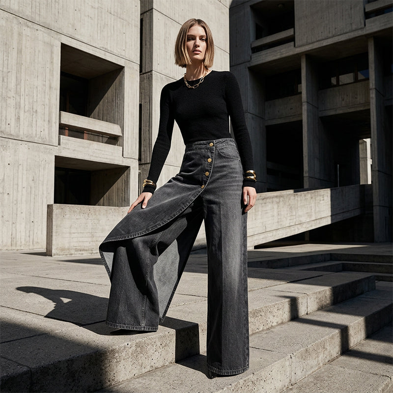 ⏳Tijdelijke speciale aanbieding⏰Asymmetrische wikkelspijkerrokbroek