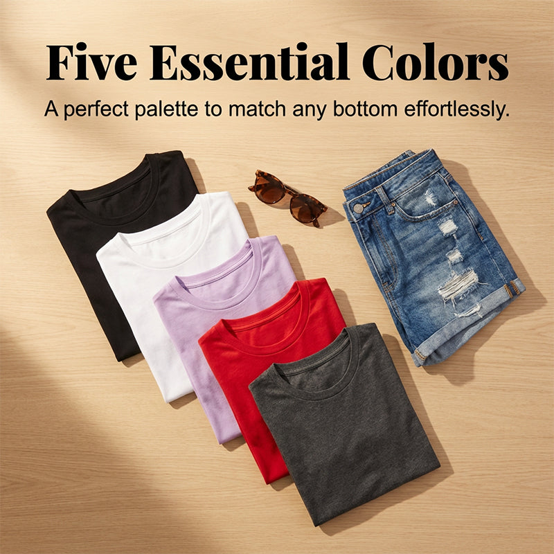 5-pack veelzijdige T-shirts in effen kleuren