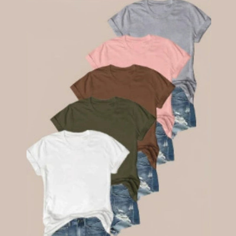 5-pack veelzijdige T-shirts in effen kleuren