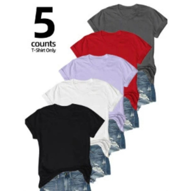 5-pack veelzijdige T-shirts in effen kleuren