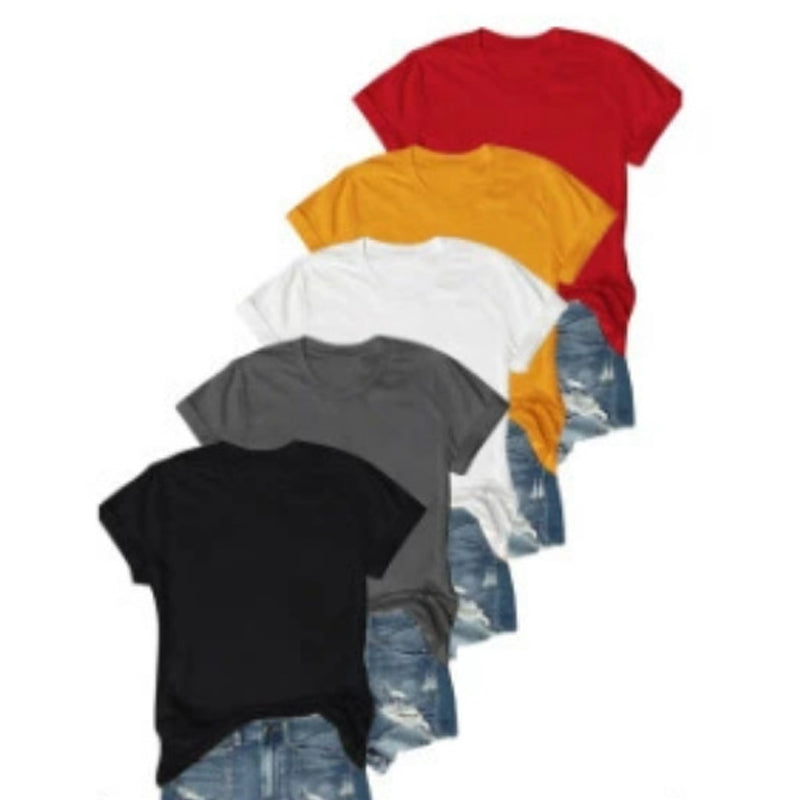 5-pack veelzijdige T-shirts in effen kleuren
