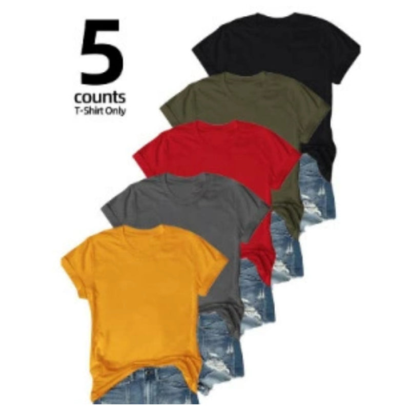 5-pack veelzijdige T-shirts in effen kleuren