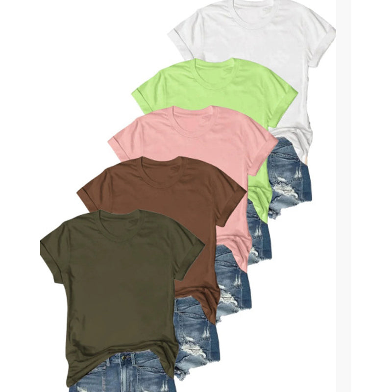 5-pack veelzijdige T-shirts in effen kleuren