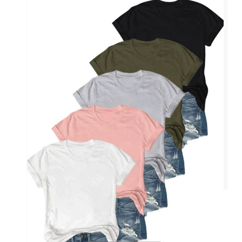 5-pack veelzijdige T-shirts in effen kleuren