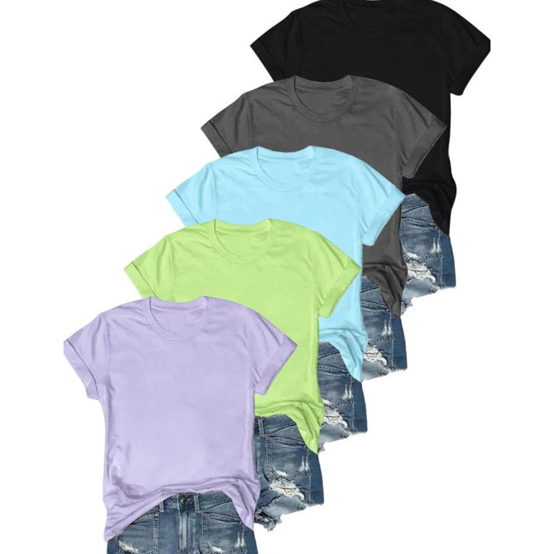 5-pack veelzijdige T-shirts in effen kleuren