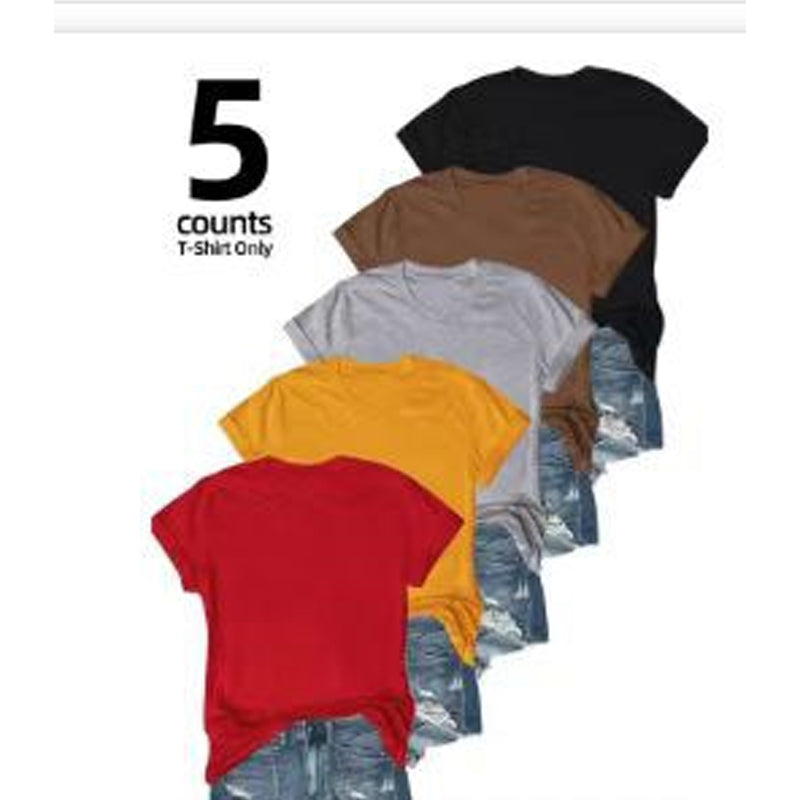 5-pack veelzijdige T-shirts in effen kleuren