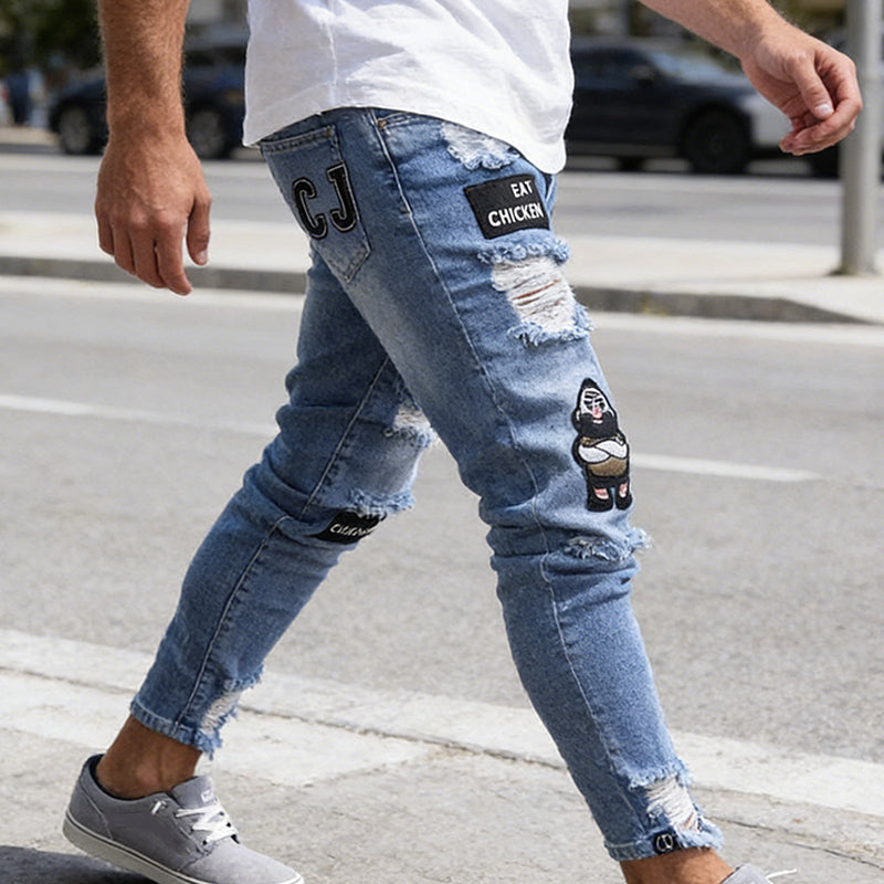 👖Heren skinny jeans met scheuren🎨👟