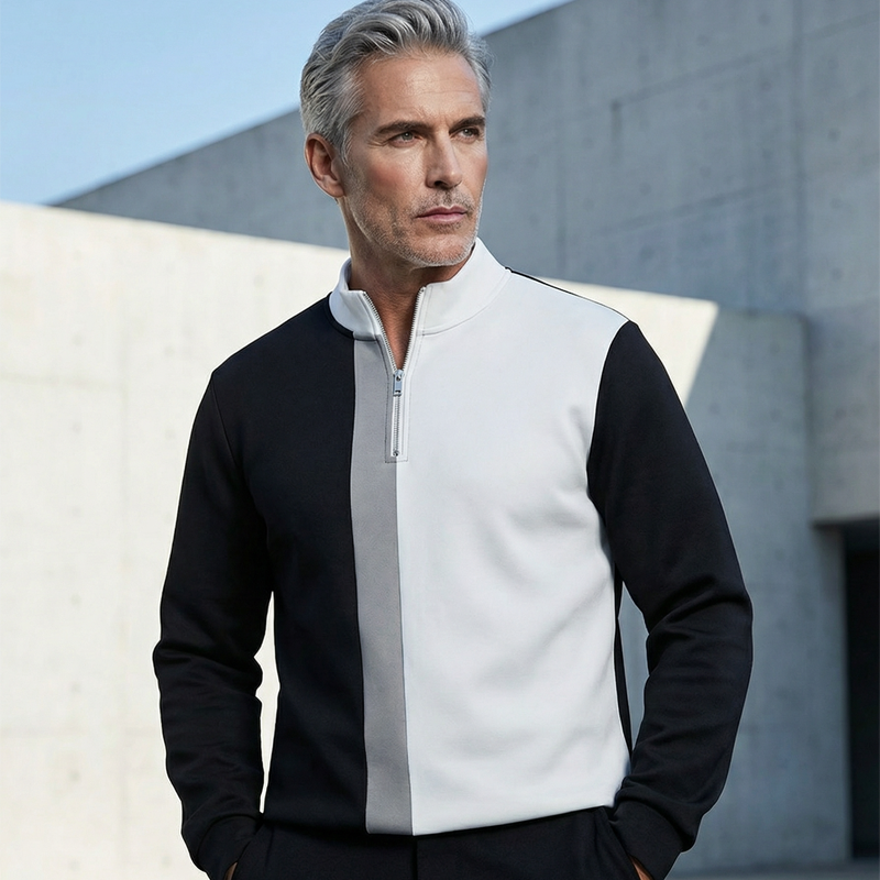 Heren Colorblock Trainingspak met Kwart Rits