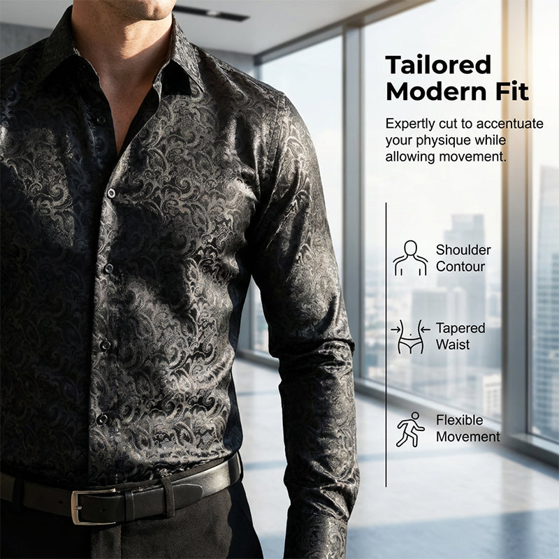 Modern getailleerd overhemd met print en lange mouwen