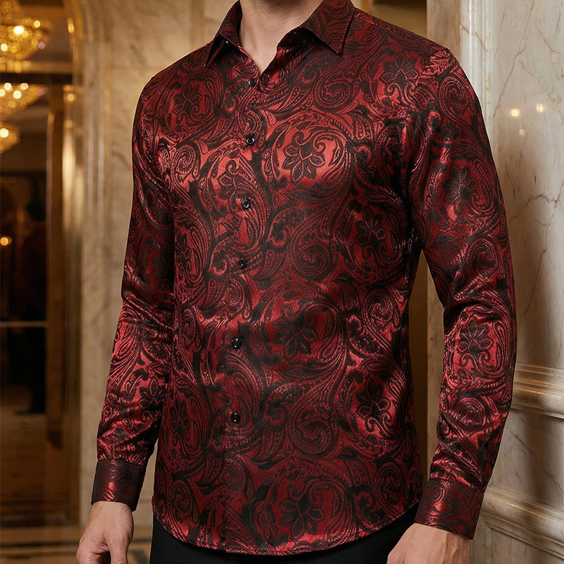 Modern getailleerd overhemd met print en lange mouwen