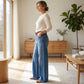 Vintage Dames Jeans met Hoge Taille en Wijde Pijpen