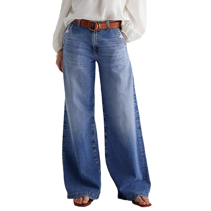 Vintage Dames Jeans met Hoge Taille en Wijde Pijpen