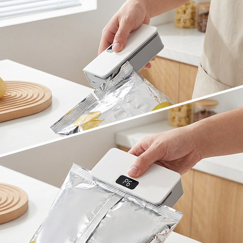 Oplaadbare 2-in-1 mini-zaksealer met snijfunctie