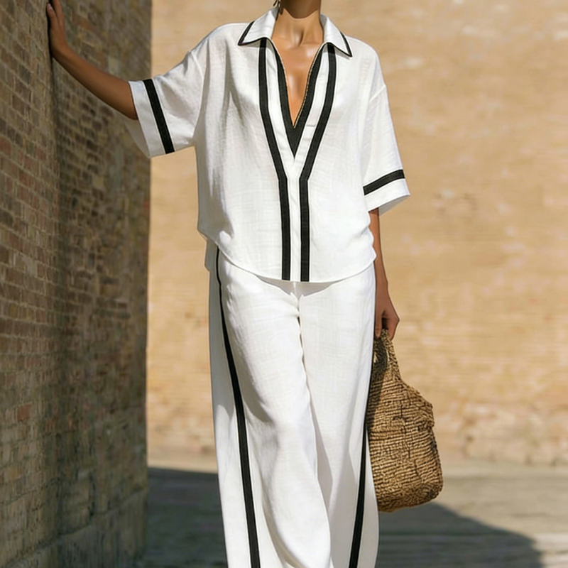 Dames casual 2-delige set met kleurblokken