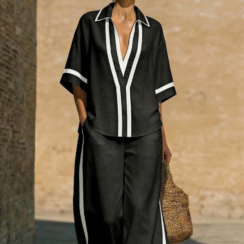 Dames casual 2-delige set met kleurblokken