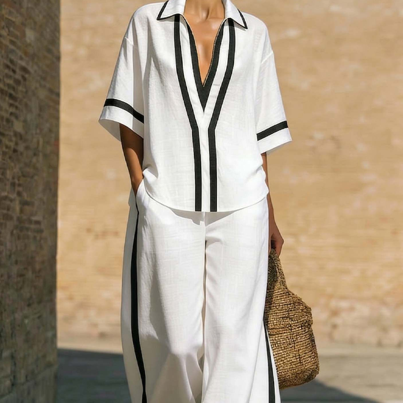 Dames casual 2-delige set met kleurblokken