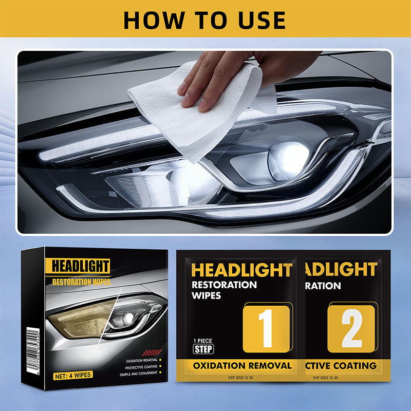 Koplamp Herstel Kit - 2-Stappen Reinigingsdoekjes