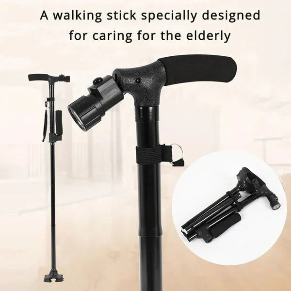 🔥💥 Anti-slip opvouwbare wandelstok met LED-licht – gemaakt van aluminiumlegering 💥👵