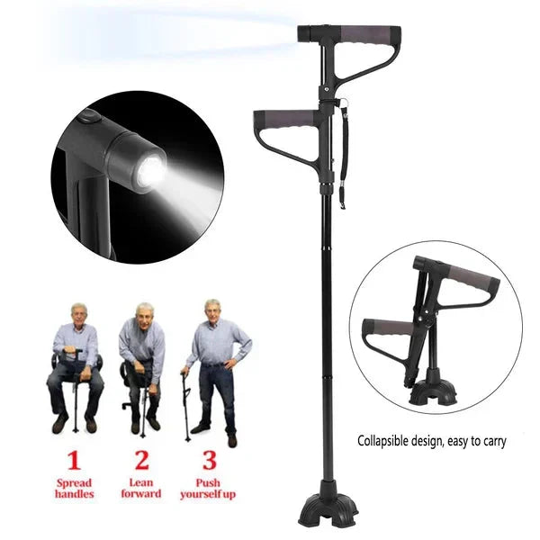 🔥💥 Anti-slip opvouwbare wandelstok met LED-licht – gemaakt van aluminiumlegering 💥👵