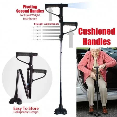 🔥💥 Anti-slip opvouwbare wandelstok met LED-licht – gemaakt van aluminiumlegering 💥👵