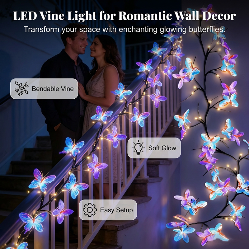 🦋Magische Vlinder Lichtrank (1,6m) | Buigbaar LED Lichtsnoer met 36 Lampjes & 8 Modi | Esthetische Sfeerverlichting