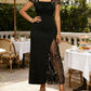 Dames maxi jurk met pailletten patchwork en split
