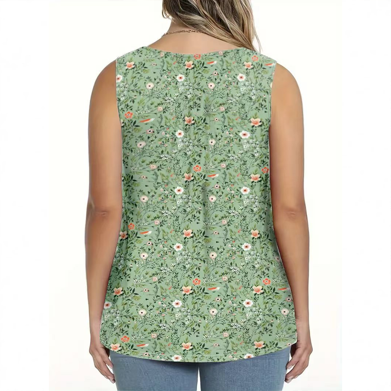 Mouwloze top met print en knopen voor dames
