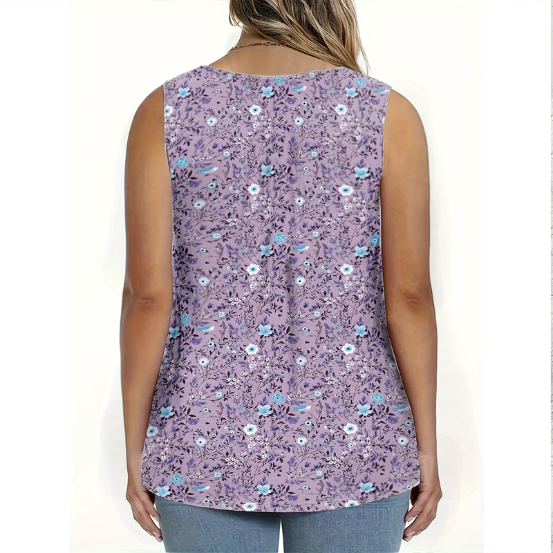 Mouwloze top met print en knopen voor dames