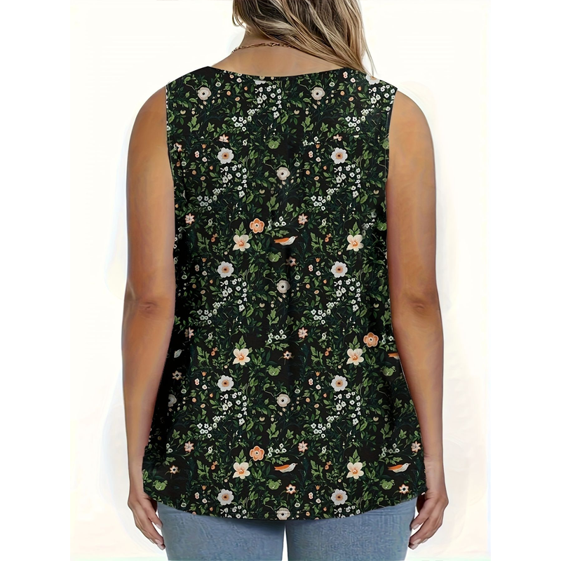 Mouwloze top met print en knopen voor dames