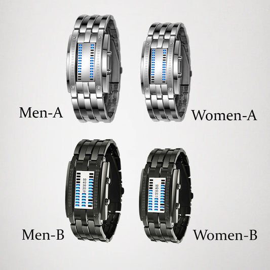 ⌚Beperkte tijd 50% korting!✨Horloge voor heren - binaire led, roestvrij staal, blauw licht, sportief, waterbestendig, modern⚡