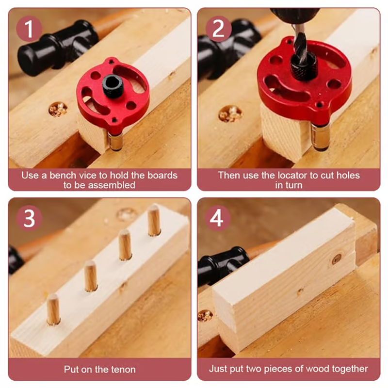 🔨 Zelfcentrerende Deuvelmal-set voor Houtbewerking | Perfecte Uitlijning, Strakke Gaten & Nauwkeurig Resultaat 🛠️