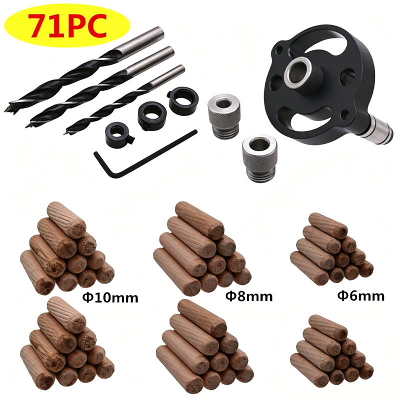 🔨 Zelfcentrerende Deuvelmal-set voor Houtbewerking | Perfecte Uitlijning, Strakke Gaten & Nauwkeurig Resultaat 🛠️