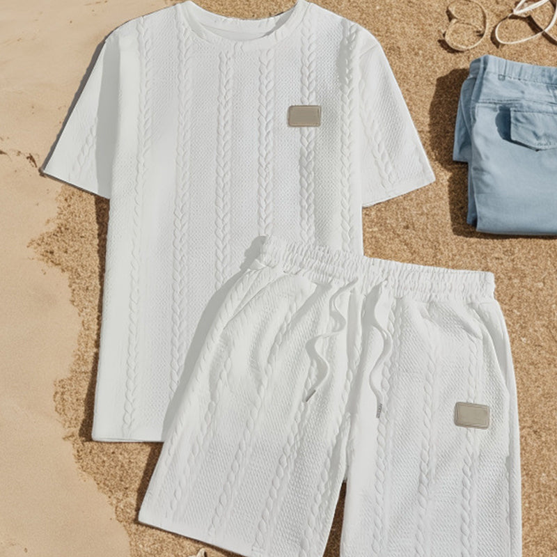 Heren casual effen-kleurige tweedelige loungewear set