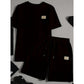 Heren casual effen-kleurige tweedelige loungewear set