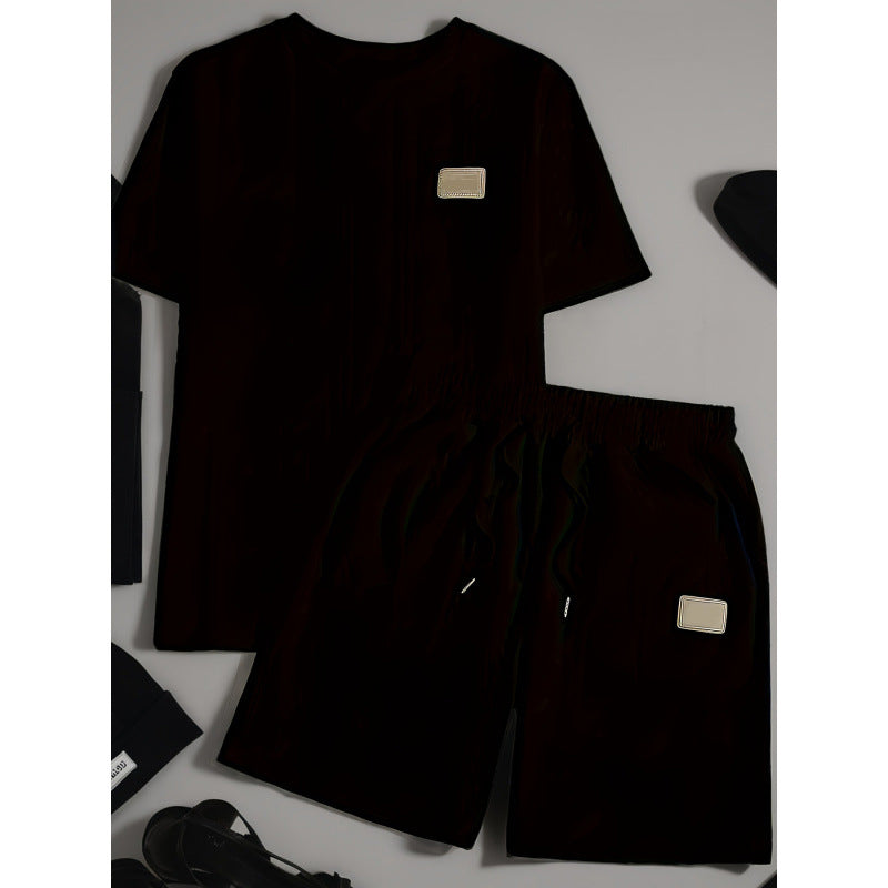 Heren casual effen-kleurige tweedelige loungewear set