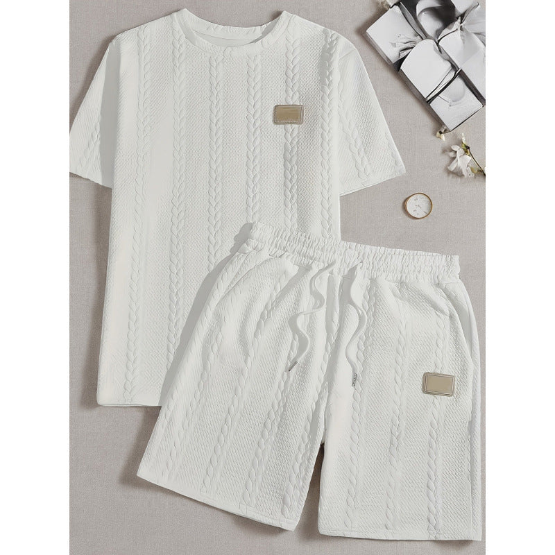 Heren casual effen-kleurige tweedelige loungewear set